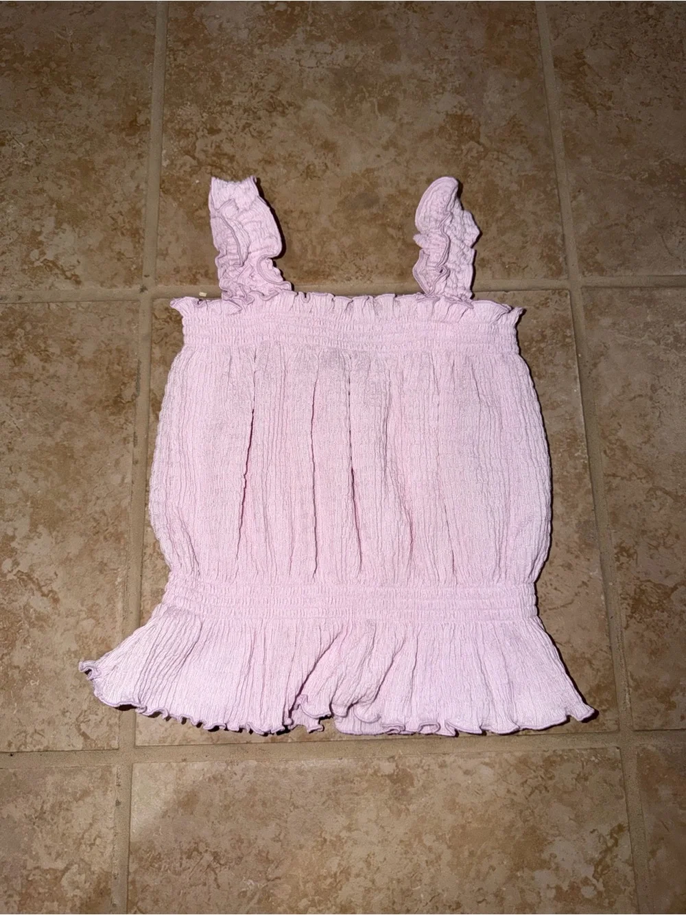 Old Navy Pastel Pink Ruffle Smocked Tank